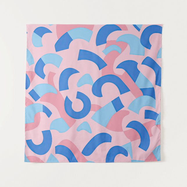 Tenture Motif de doodle rose et bleu (Devant (Horizontal))