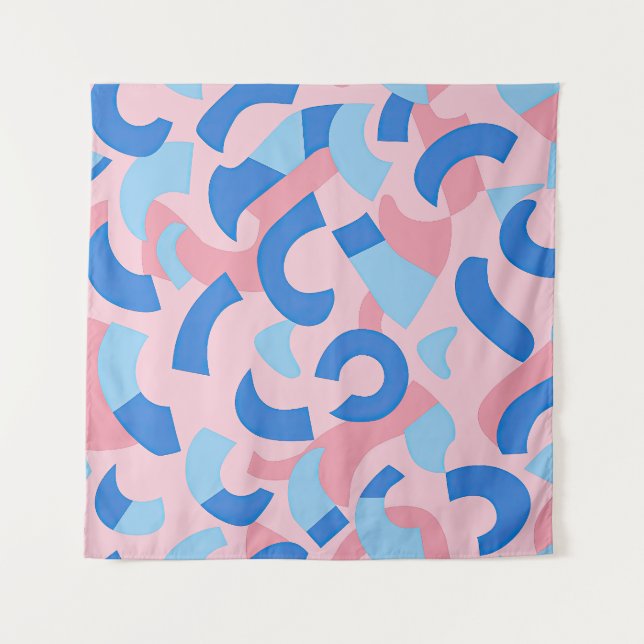 Tenture Motif de doodle rose et bleu (Devant)