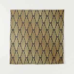 Tenture Motif de feuille de palmier Art Déco noir et or sa