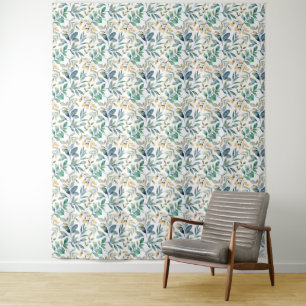 Tenture Motif de feuille verte et jaune à l'aquarelle fraî