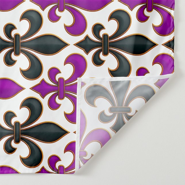 Tenture Motif de fleur de lis baroque noir violet  (Créateur téléchargé)