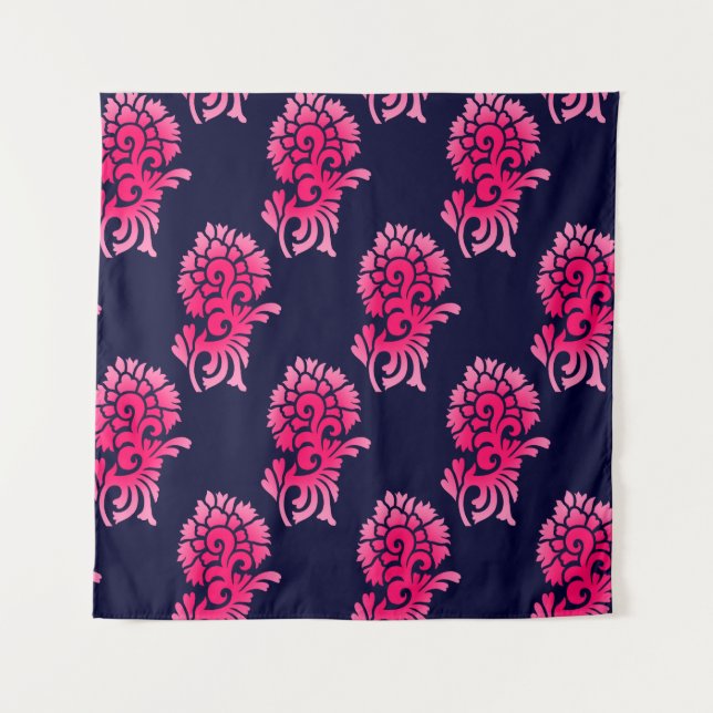 Tenture motif de fleur mughal indien sans soudure arrière- (Devant)