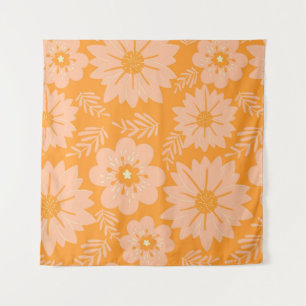Tenture Motif de fleur orange Peach Fuzz Rétro Vintage