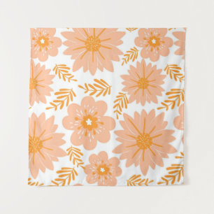 Tenture Motif de fleur orange Peach Fuzz Rétro Vintage