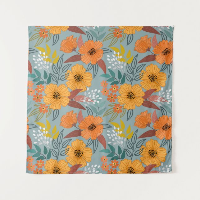 Tenture Motif de fleurs à main colorée (Devant)