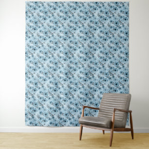 Tenture Motif de fleurs bleues sur tigre arrière - plan