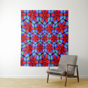 Tenture Motif de Fleurs de tissus rouges