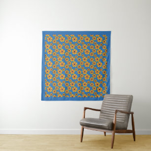 Tenture Motif de fleurs orange jaune