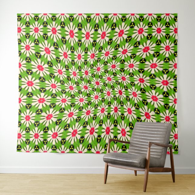 Tenture Motif de fleurs rose et blanche (En situation (horizontale))