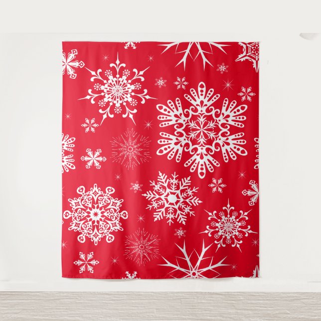 Tenture Motif de flocon de neige blanc rouge pour la joie  (Devant)