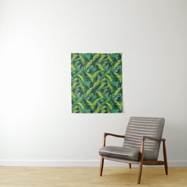 Tenture Motif de fougère à feuille verte tropicale (En situation)