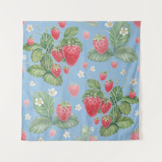 Tenture Motif de fraise aquarelle