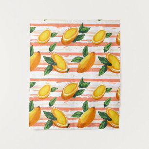 Tenture Motif de fruits Mango avec Feuilles verts