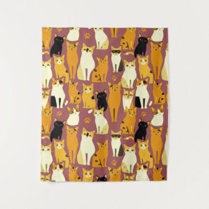 Tenture Motif de Ginger, Chats noirs et blancs