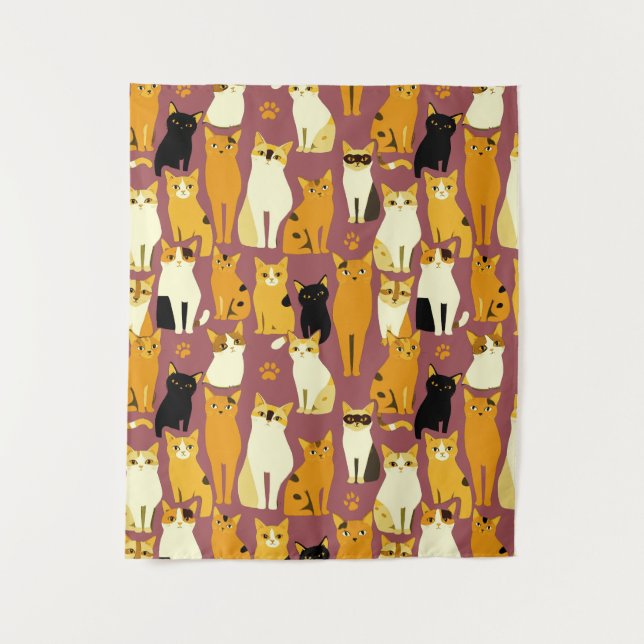 Tenture Motif de Ginger, Chats noirs et blancs (Devant)