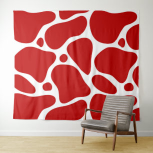 Tenture Motif de girafe abstraite rouge et blanche