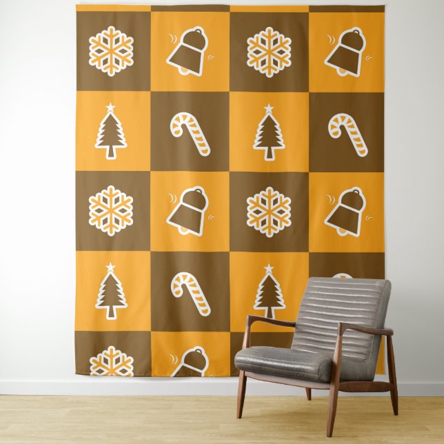 Tenture Motif de grille des fêtes de fin d'année (En situation)