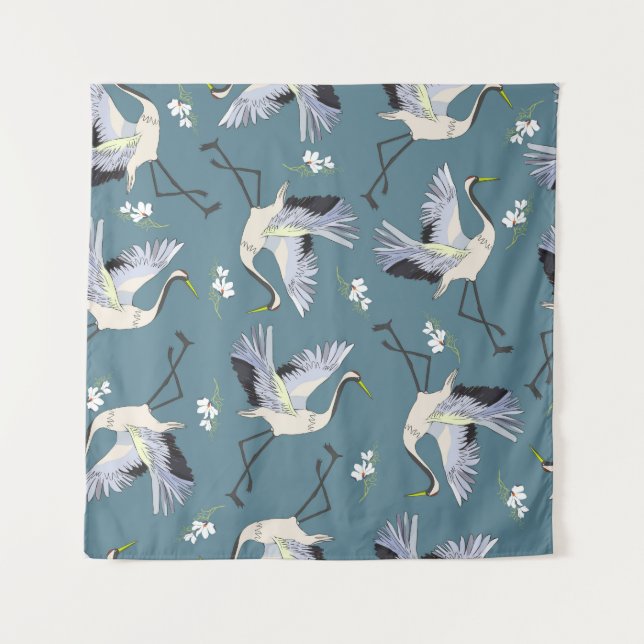 Tenture Motif de grue, illustration Flying Bird. (Devant)