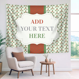 Tenture Motif de houx de Noël Feuilles de houx vertes Baie