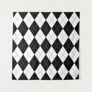 Tenture Motif de Jacquard géométrique noir blanc