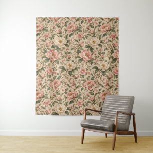 Tenture Motif de jardin de pivoines et de roses romantique