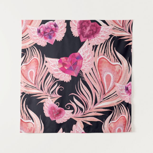 Tenture Motif de la Saint-Valentin à l'aquarelle douce et  (Devant)