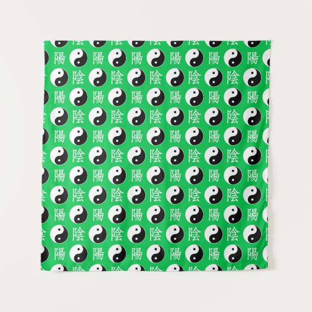 Tenture Motif de l'Arrière - plan vert chinois Yinyang (Devant)