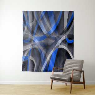 Tenture Motif de ligne incurvée bleu cool sur le thème des