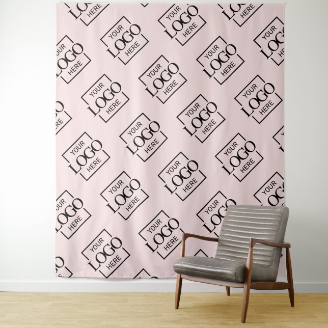 Tenture Motif de logo d'entreprise rose Fond de stand comm (En situation)