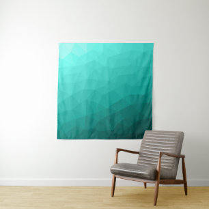 Tenture Motif de maille géométrique dégradé turquoise sarc