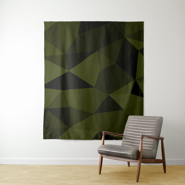 Tenture Motif de maille géométrique noir vert foncé de l'a (En situation)