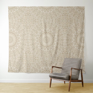 Tenture Motif de mandala ornemental kaki et blanc