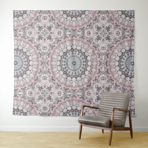 Tenture Motif de mandala rose et blanc