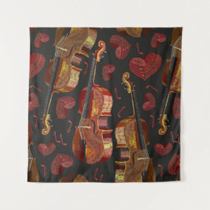 Tenture Motif de musique violon Red Heart