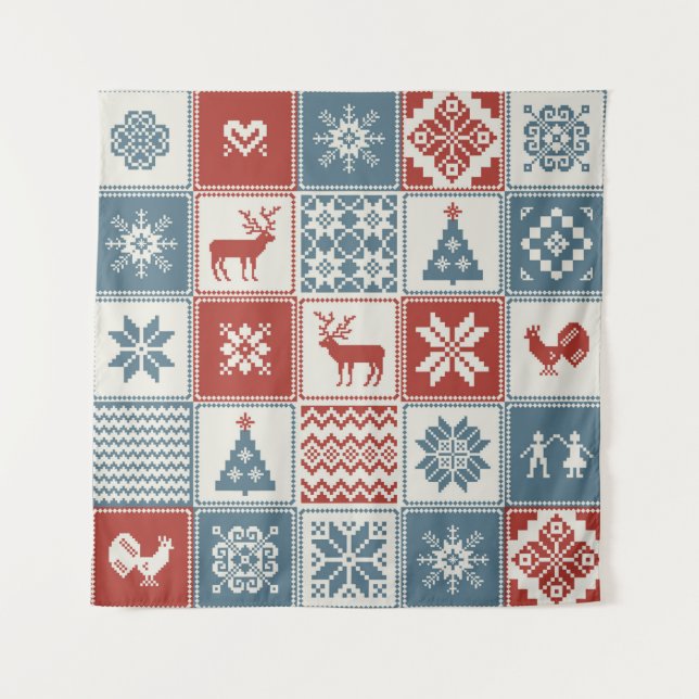 Tenture Motif de Noël en patchwork. Traditionel  (Devant)