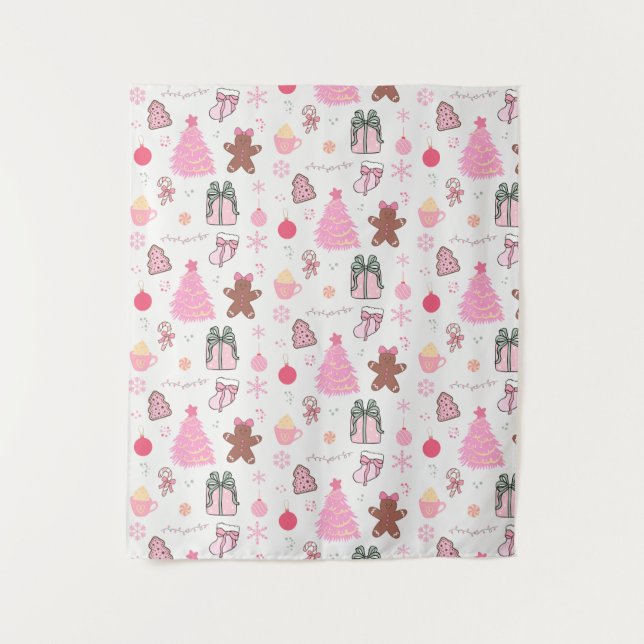Tenture Motif de Noël rose (Devant)