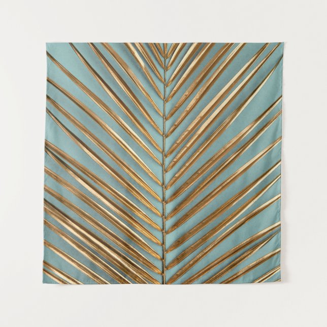 Tenture Motif de palme tropicale peint en or (Devant)