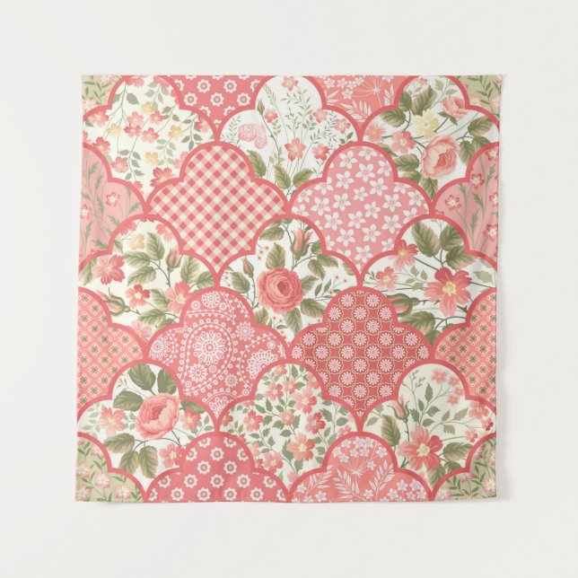 Tenture motif de patchwork floral sans couture avec des ro (Devant)