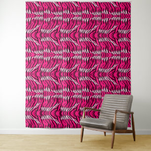 Tenture Motif de peau d'animal Tigre Rose