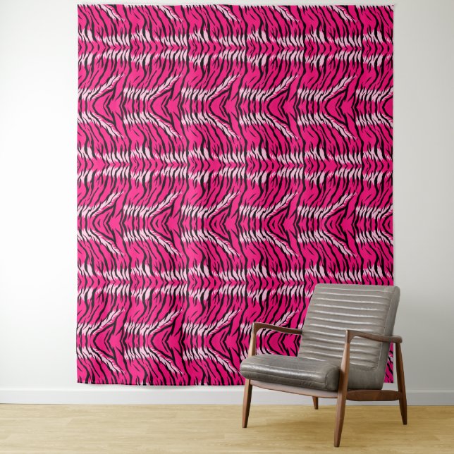 Tenture Motif de peau d'animal Tigre Rose  (En situation)