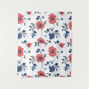 Tenture Motif de pépites d'aquarelle - Rouge, Bleu et Blan