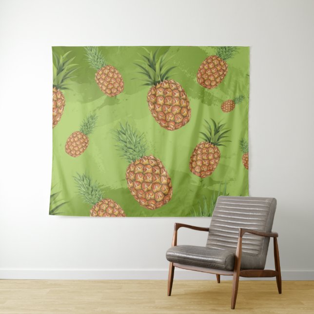 Tenture Motif de pine-apple aquarelle 4 (En situation (horizontale))
