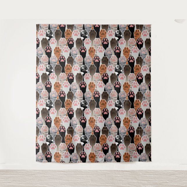 Tenture Motif de plusieurs pattes de chat (Devant)