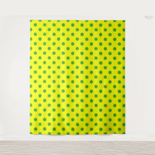Tenture Motif de pois verts sur fond jaune 