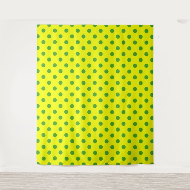 Tenture Motif de pois verts sur fond jaune  (Devant)