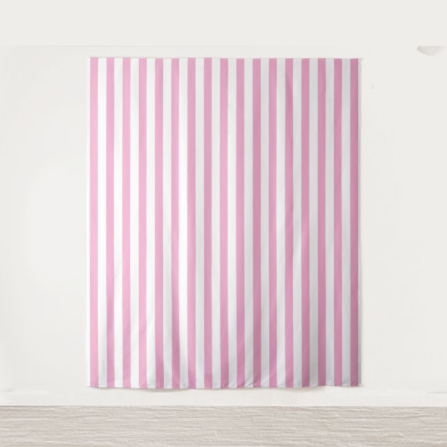 Tenture Motif de rayure verticale rose et blanc (Devant)