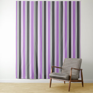 Tenture Motif de rayures blanches noires violettes 