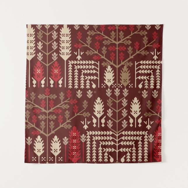 Tenture motif de répétition graphique vintage abstrait (Devant)