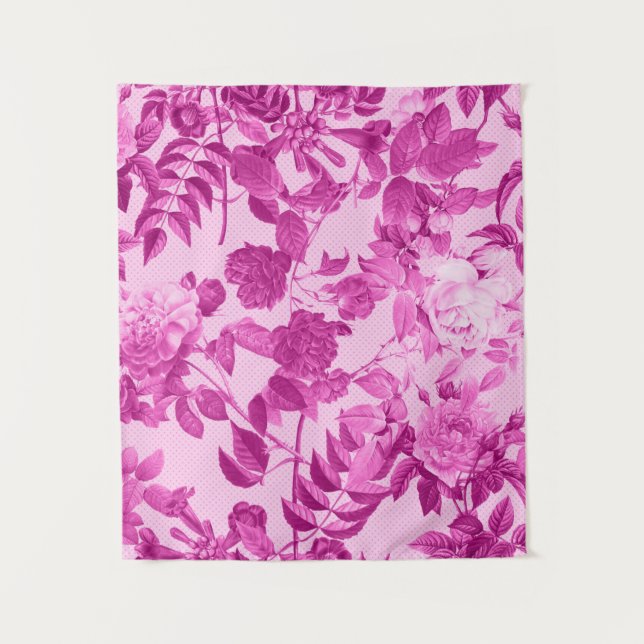 Tenture Motif de roses roses avec feuilles (Devant)