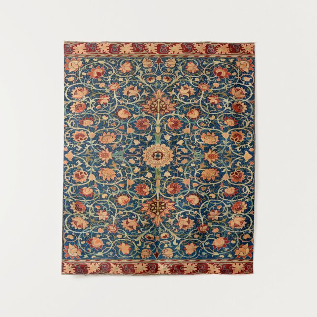Tenture Motif de tapis magique Oriental en bleu et rouge (Devant)